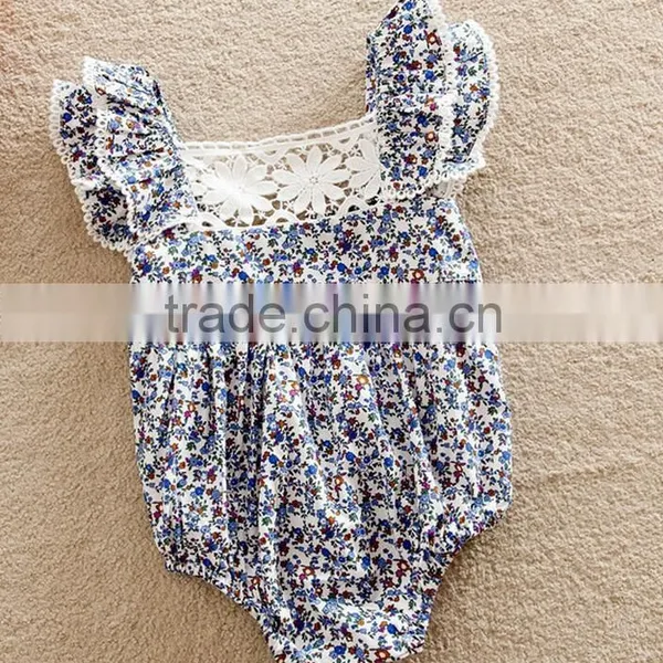 INS Infant Floral Baby Rompers Cap Sleeve Lace Flower Toddlers Romper Suit photo-2