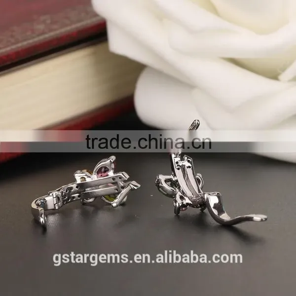 1.5CT Genuine Tourmaline Earring Clip on Earrings 925 Silver 2 Tone Rhodium Plating photo-4