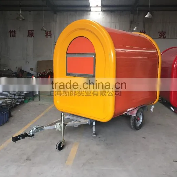 7.6*5.5ft Yellow and Orange Food Van/Street Food Vending Cart For Sales,Hot Dog Cart/Mobile Food Trailer With Big Wheels photo-3
