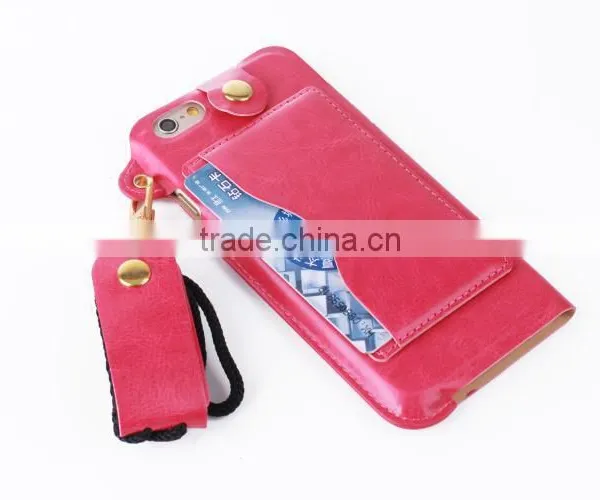 Luxury Metal pu Leather Case With Card Slot for Iphone 6/6s 4.7 Thin Holder Full Back Cover With String for Iphone 6/6s 4.7 photo-2