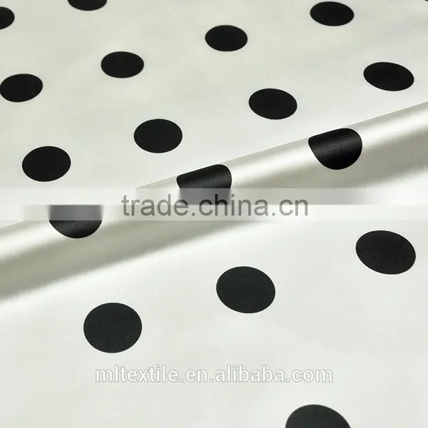 Stretch Satin Printed Silk Fabric Wave Dot Pattern photo-5