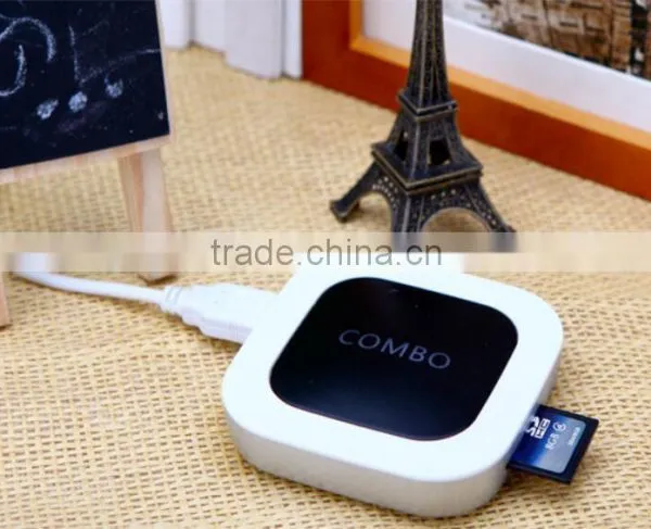 SD/TF Card Reader Cube Led Light LOGO With 2 Port USB Hub photo-2