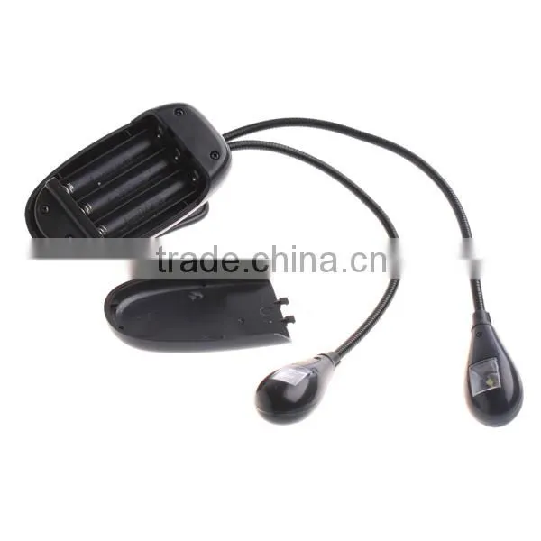 Black Clip on 2 Dual Arms 2LEDs Fleible Book Music Stand Light Lamp for Pianos/Ebook Reading(Powered By 3 * AAA Batteries) photo-5
