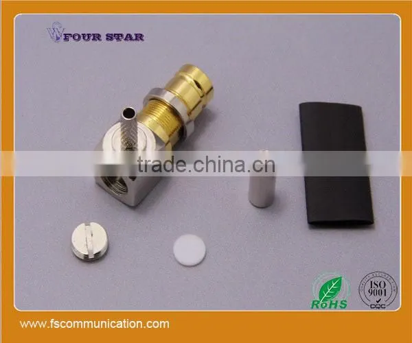1.6/5.6 Female Bulkhead Crimp Right Angle Connector For BT3002 Cable