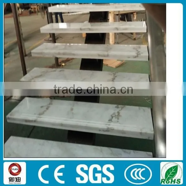 DIY Marble Stone Treads Single Iron Stringer Straight Stairs