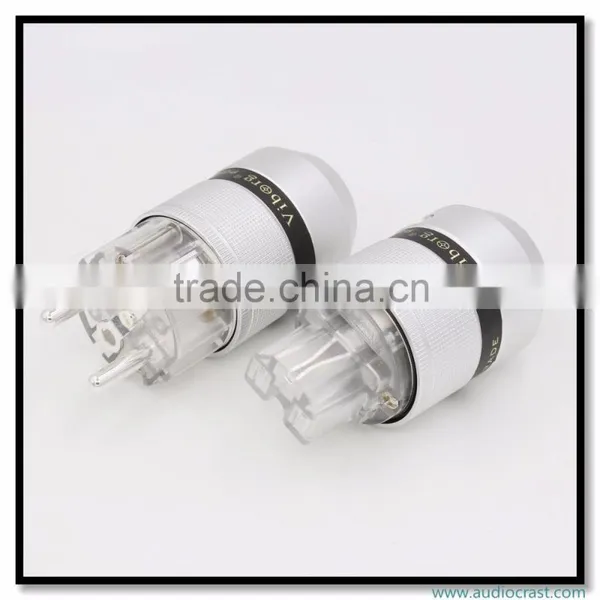 OEM/ODM Viborg Audio Aluminum Silver Plated Schuko European Power Plug Male EU Connector+IEC Female Connector photo-6