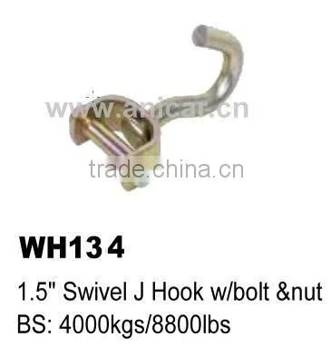 WH134 1.5" Swivel J Hook W/bolt &nut for Tie Down