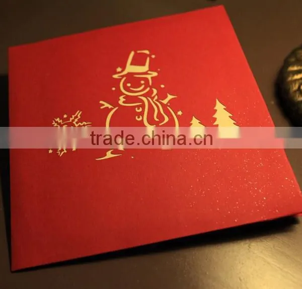 3D Laser Cut Pop-up Greeting Card -- Christmas Tree and Snowman photo-3