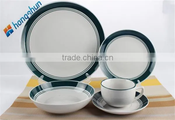 High Grade Dinner Set Porcelain Crockery Items With Color Band photo-5