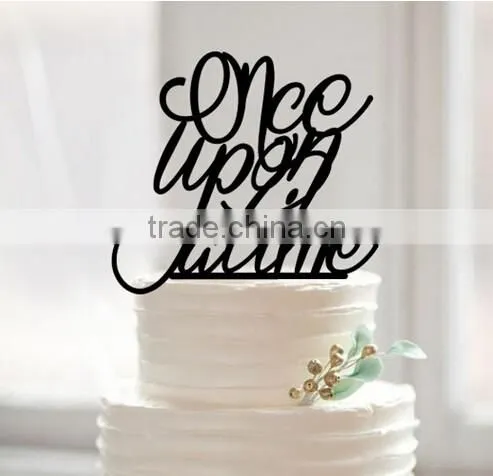 New Custom Personalized Bride and Groom Words Silhouette Wedding Cake Topper photo-3