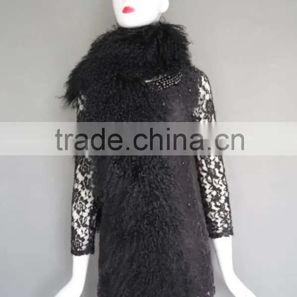Fashion Girl's Scarf Tibet Lamb Fur Scarf Winter Scarf Oversized Fur Scarf Fashionable Real Fur Scarf photo-2