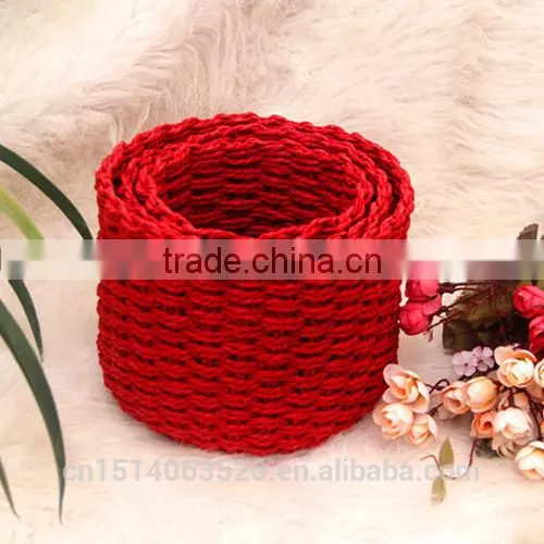 Cheap Wicker Rattan, Paper Rattan Baskets, Set of 3 -red