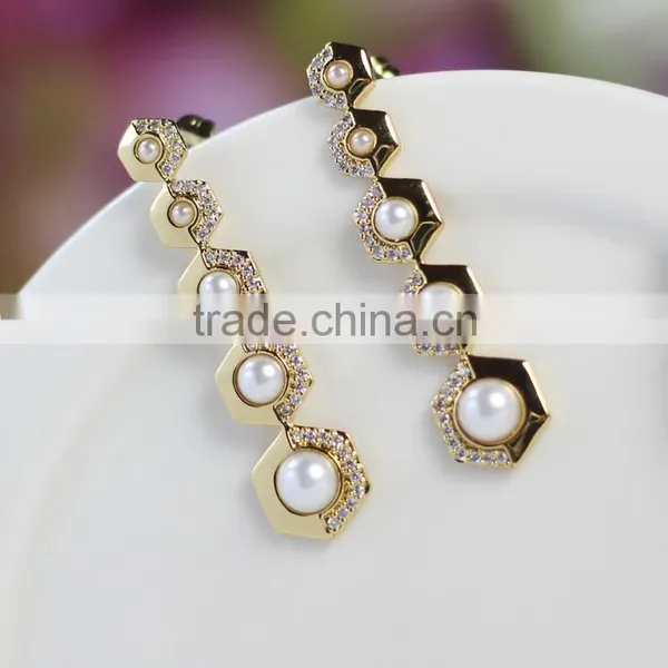 Kingman Fashion 14k Gold Spiky Snug Crystal Ball Earrings photo-2