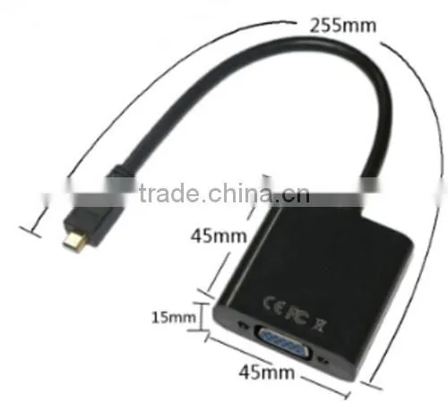 CABLETOLINK 1080P MicroHDMI to VGA Video Converter Adapter Cable For PC Monitor Projector