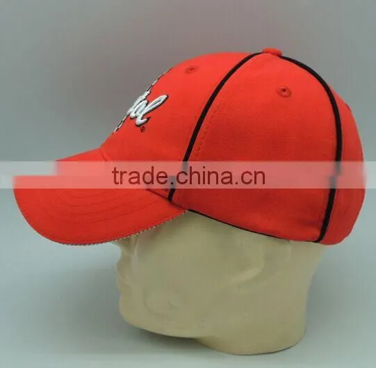High Quality Custom Unisex 6 Panel 100% Cotton Red Embroidered Curved Baseball Cap Wholesale photo-3