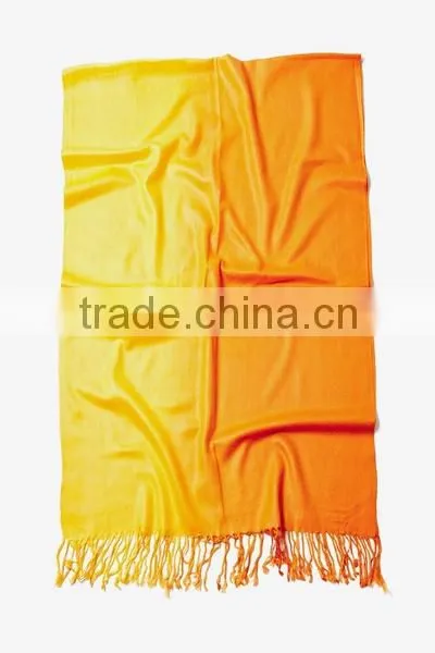 Yellow Acrylic Gradient Rainbow Viscose Pashmina Scarf photo-2