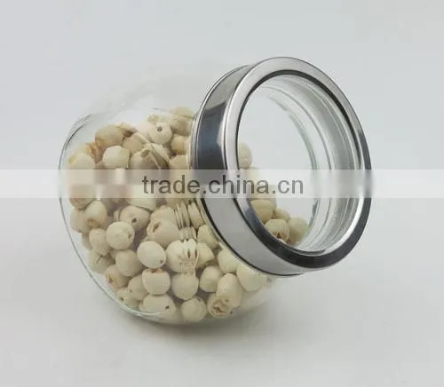 700ml Clear Slanted Glass Jar With Stainless Steel Lid