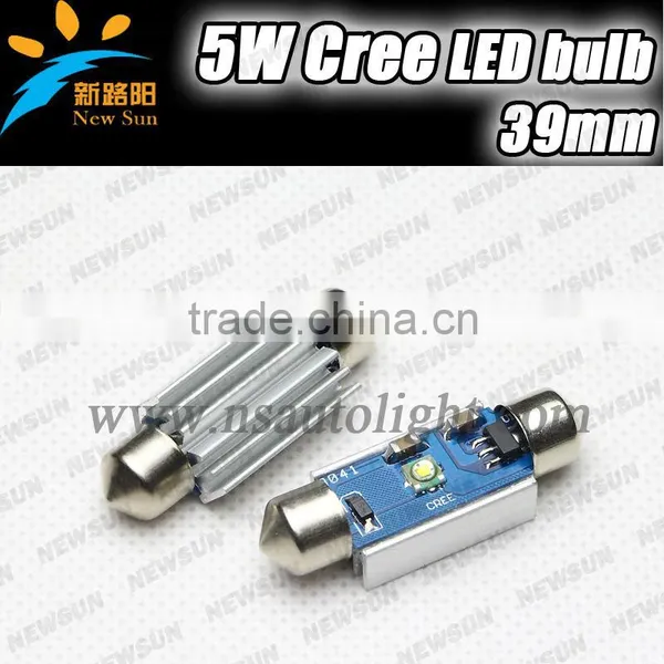 39MM C Ree XPE 5w High Power 12V Festoon Led Light Bulbs Auto Bulb Car Interior Light Reading Light License Plate Light LED Bulb