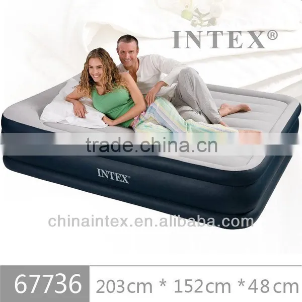 Intex 67736 Double Luxury Built-in Pillow Double Layer Inflatable Mattress