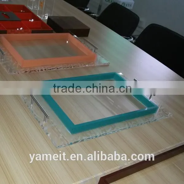 OEM/ODM Silk Screen Factory Multi Function Acrylic Serving Tray With Metal Handle photo-3
