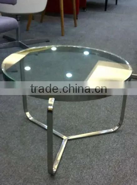 Round Coffee Table Stainless Steel Table With Glass Top photo-3