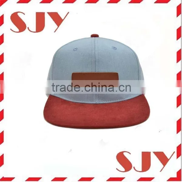 Genuine Leather Strap Custom Leather Patch Snapback Hat photo-3