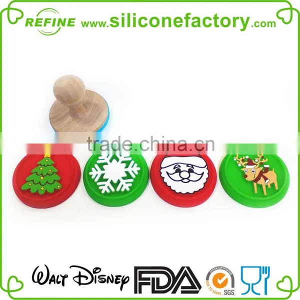 DGCCRF Confirmed Customized Wooden Handle Silicone Cookie Stamp photo-3