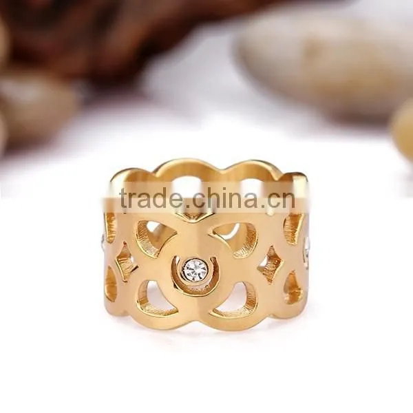 Ladies Gold Finger Engagement Titanium Fashion Ring photo-6