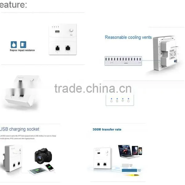 300MBPS IEEE802.11b Standard Glass Cover Mini in Wall Wifi Access Point Wifi AP photo-4