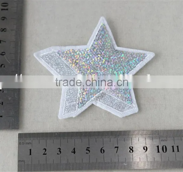 Hot Selling Custom 3d Star Pattern Sequin Patch Embroidery Trim Polyester Material for Wholesale photo-6
