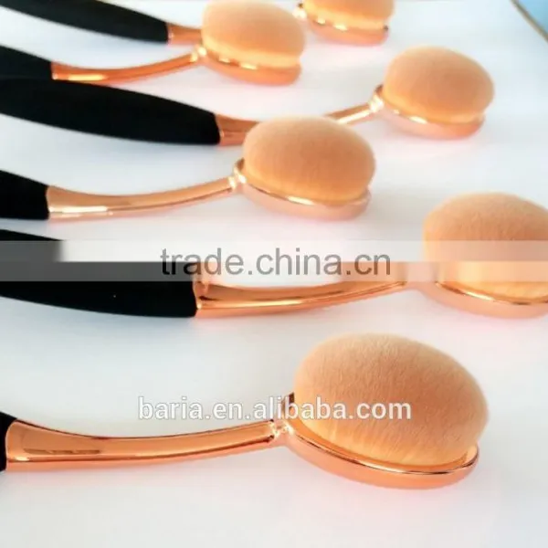 2017 Hot Sale 10pcs Cosmetic Brush Foundation Oval Makeup Brush Set photo-4