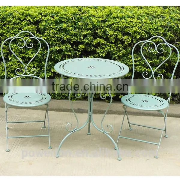 Lovely Stylish Wrought Iron Patio Set Outdoor Furniture 2 Chairs 60cm Round photo-3