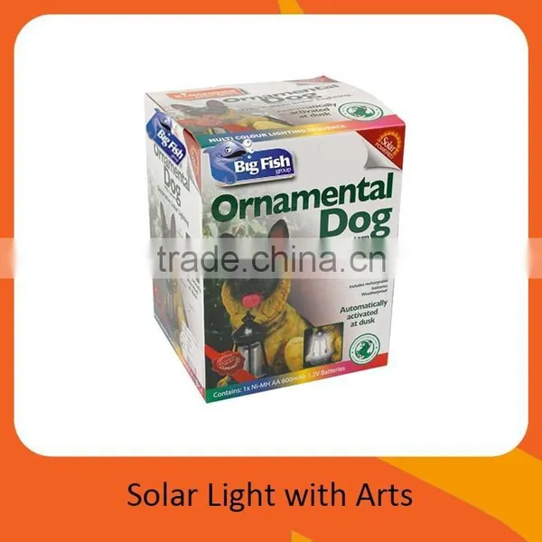 Solar Powered Polyresin Animal Dog Shaped Garden Lantern With Bright White LED Lights photo-3
