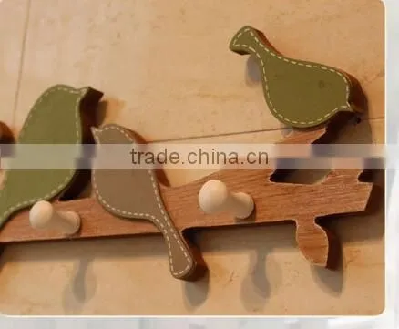 CY080 Wooden Decorative Bird Wall Hook Wood Hook Wooden Decorative Bird photo-5