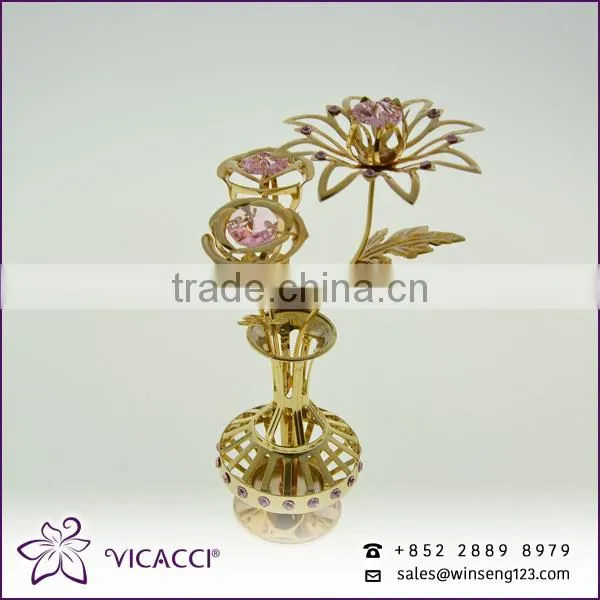 Cheap Flower Vase With SWAROVSKI Crystal Metal Home Decoration photo-2