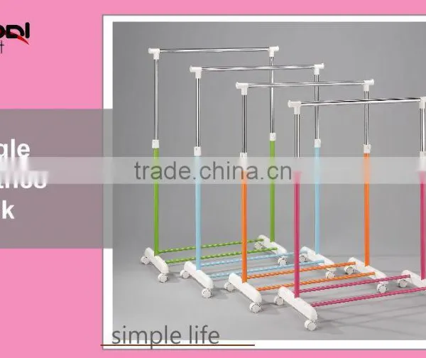 Movable Clothes Hanging Rack Steel Pipe Storage Rolling Garment Rack photo-6