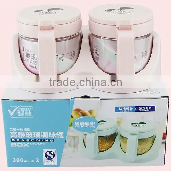 Glass Kitchen Seasoning Box Condiment Dispenser Set With Spoons photo-2