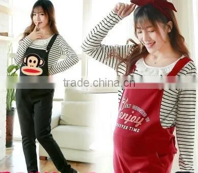 Maternity Spring Spring Fashion Big Yards Pregnant Women Trousers/zipper Suspenders/denim Wear Suspenders photo-2