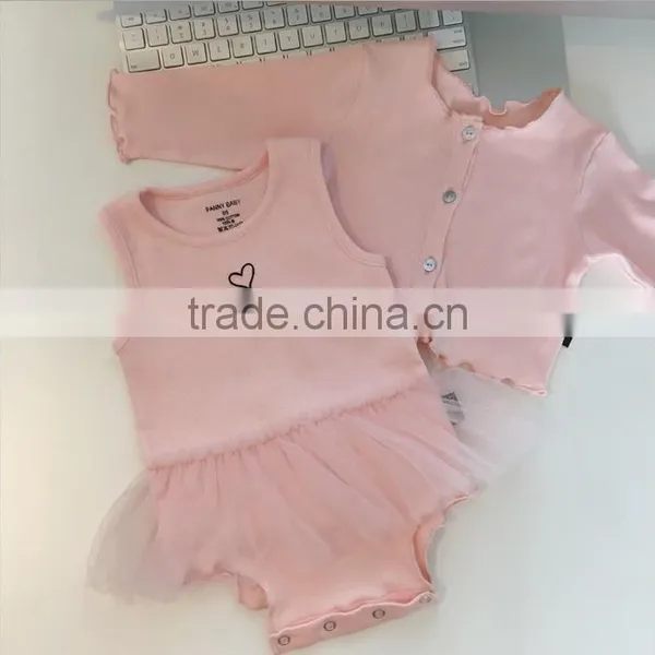 Pink Colour Baby Clothes Dressy Rompers 2pcs Set Knitted Baby Tutu Romper photo-2