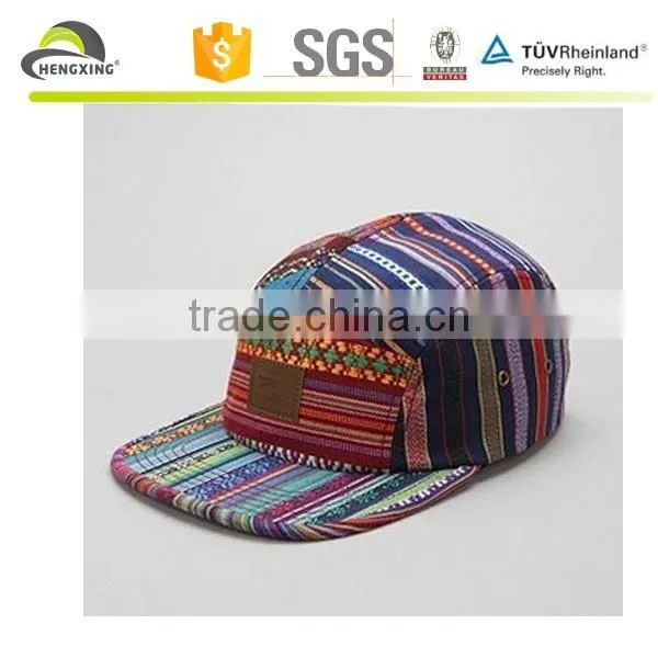 African Pattern Material Newest Leather Patch Cotton Brand 5 Panel Cap photo-4