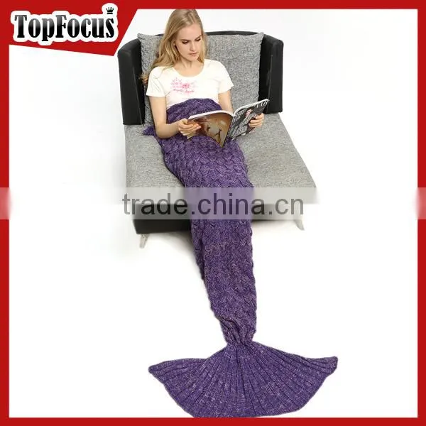 Factory Supplier Knitted Wool Handmade Mermaid Blanket photo-6