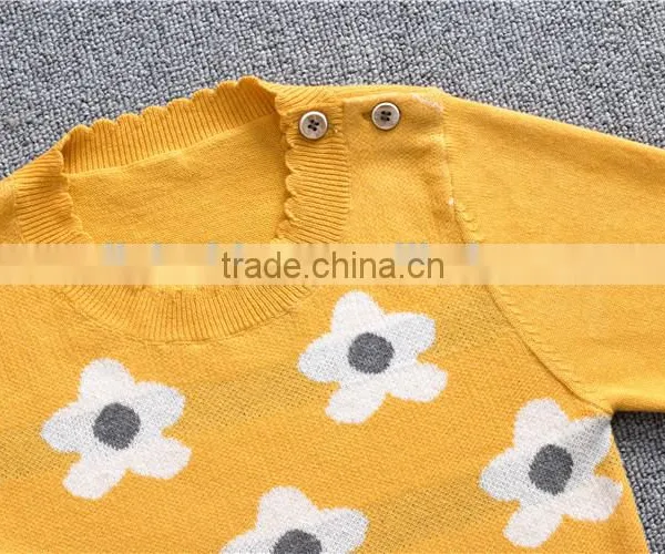 New Design Stylish Teenager Kids Girls Flower Knitting Pullover Sweaters photo-3