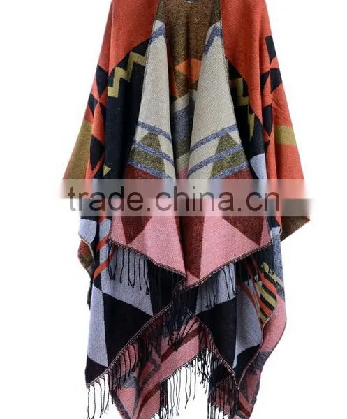 2017 Spring New Item Ladies Scarf Western Style Bohemia Style Tassels Model Imitated Cashmere Material Women Cloak photo-5