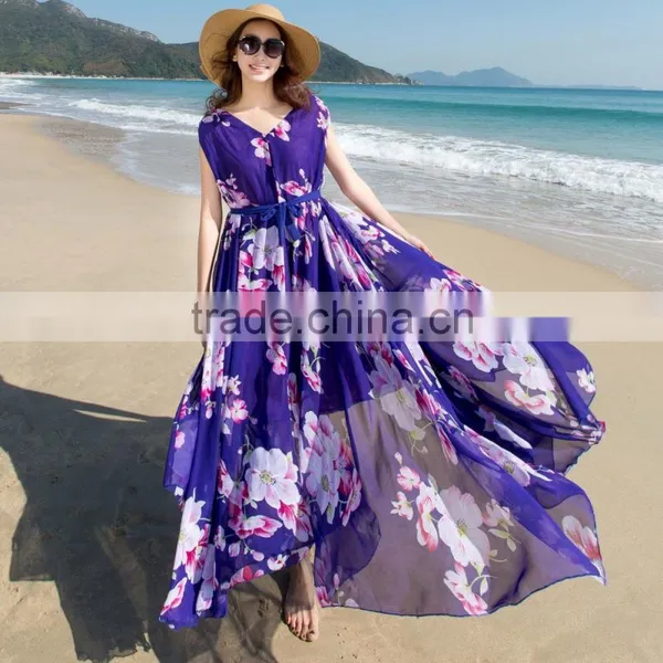 Z&M Maxi Beach Dress Ladis Maxi Dress Floral Maxi Dress Sleeveless photo-6