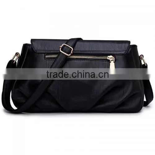 PU Leather Shoulder Bag Polyester Solid Long Handle Strap Shoulder Bag for Girls photo-2