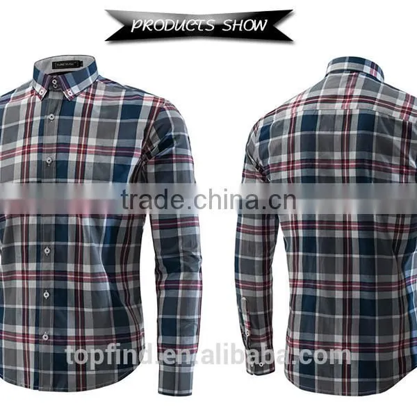 New Product 2016 European Fashion 100% Cotton Yarn Dyed Plaid Shirt Wholesale Men's Clothing photo-2