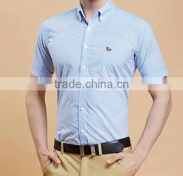 Short Sleeve Shirt Cotton Summer Youth Contracted Texture Plaid Shirt English Cultivate One's Morality With Big Yards photo-4