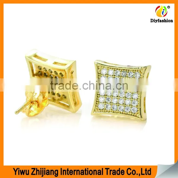 2017 New Fashion Set Auger Inlay Zircon Platinum Plating Rhombus Earrings photo-3