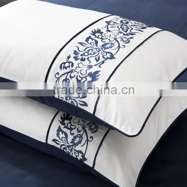 Hotel Bedsheets Embroidering Bedding Sets Luxury 100% Cotton Double Bed Set photo-4