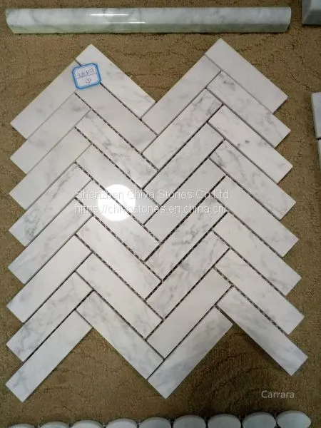 Laminated Natural White Marble Mosaic Tiles for Kitchen Bathroom Wall Border 3D Mosaic photo-3